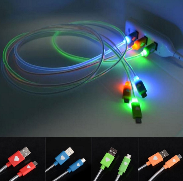 Luz LED visible 3 3 pies1 M Micro Sync cargador Cable de datos USB para Samsung